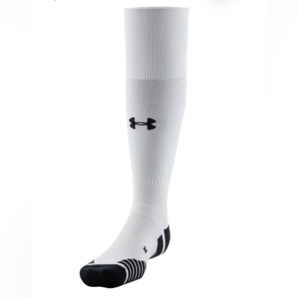 Under Armour Adult Soccer Over-The-Calf Socks, 1-Pair, White/Black/Black, Medium
